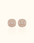 Rose Gold Diamond Concentric Halo Stud Earrings