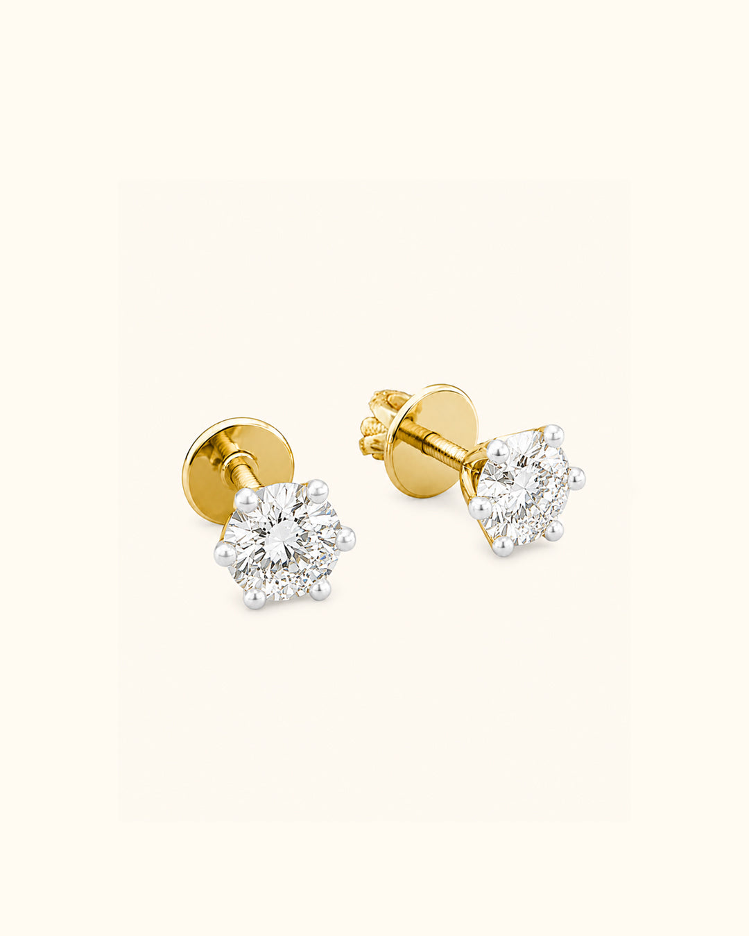 1.565 Carat each princess solitaire studs