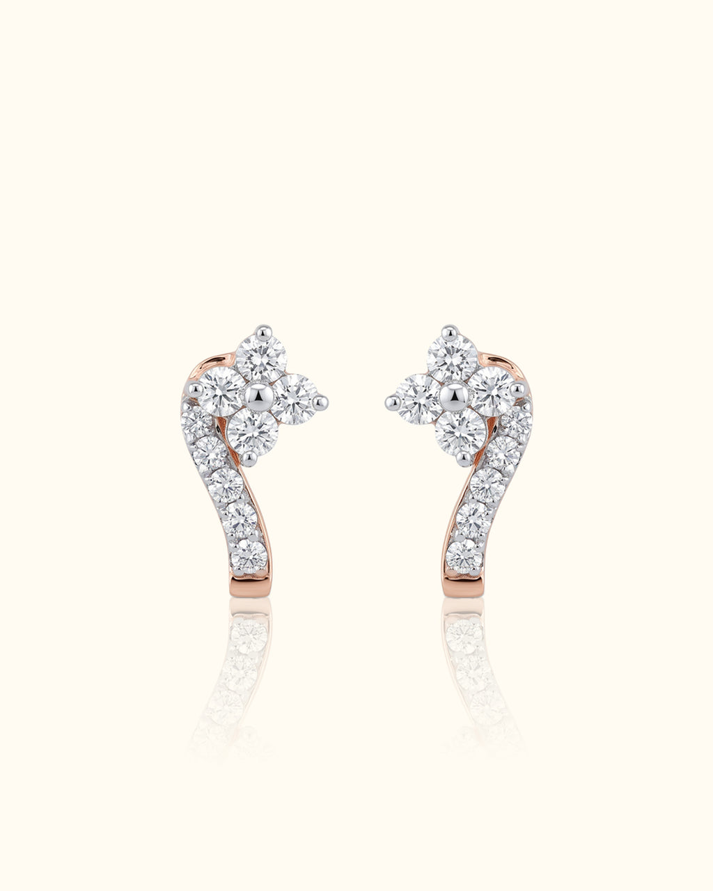 Floral Diamond Curve Stud Earrings