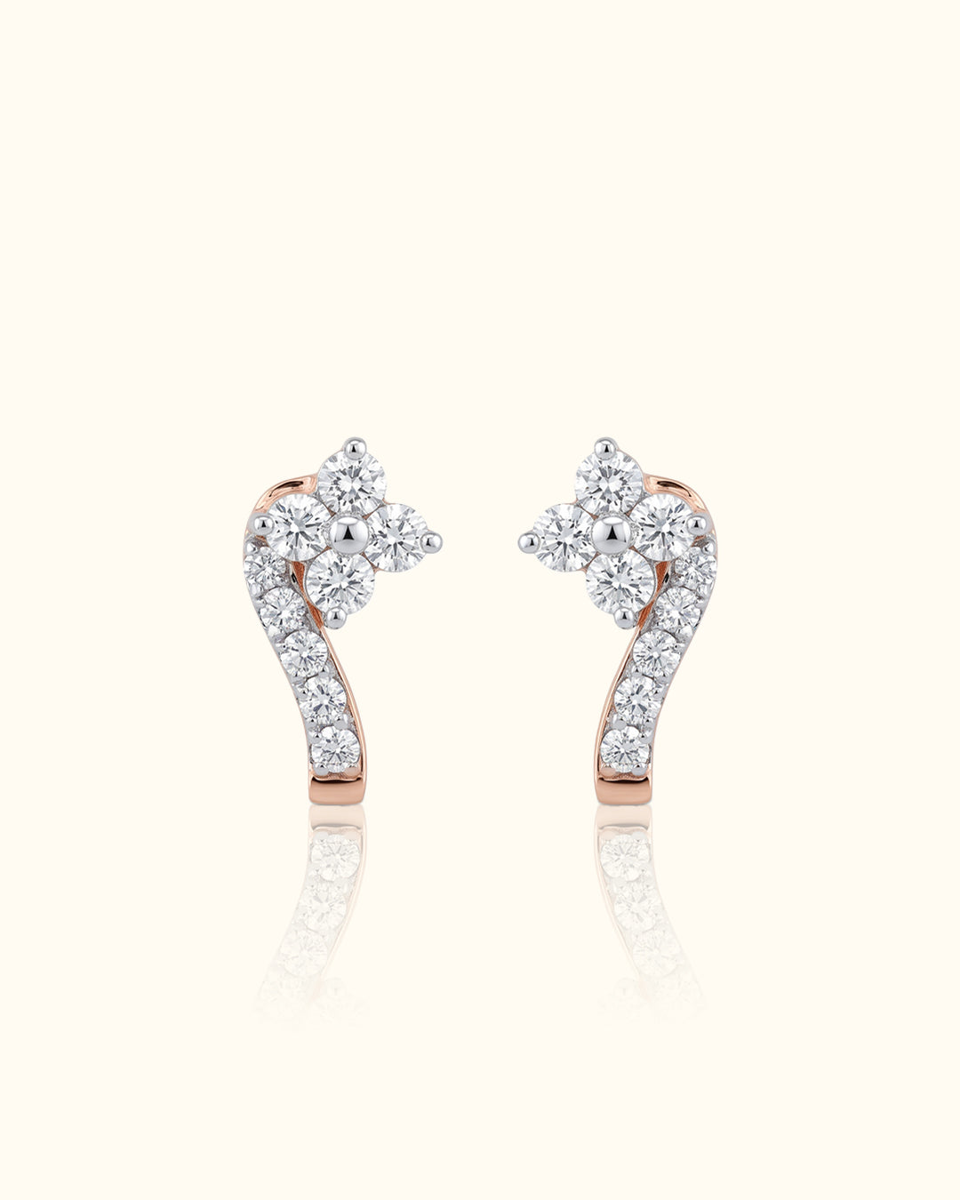 Floral Diamond Curve Stud Earrings