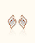Diamond Leaf Twist Stud Earrings