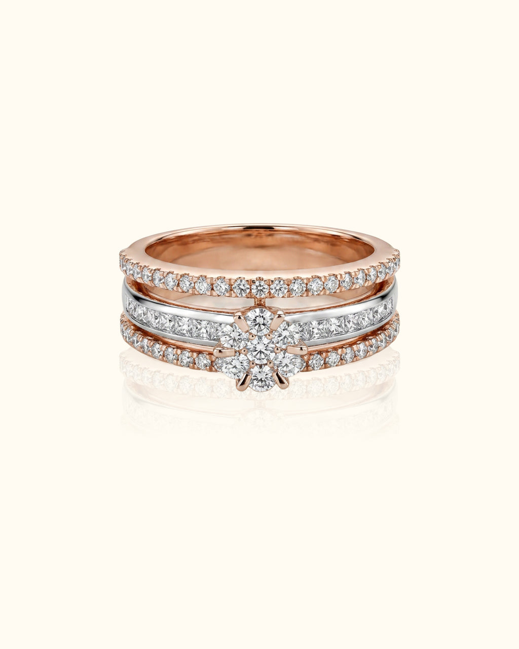 Rose Gold Floral Sparkle Ring