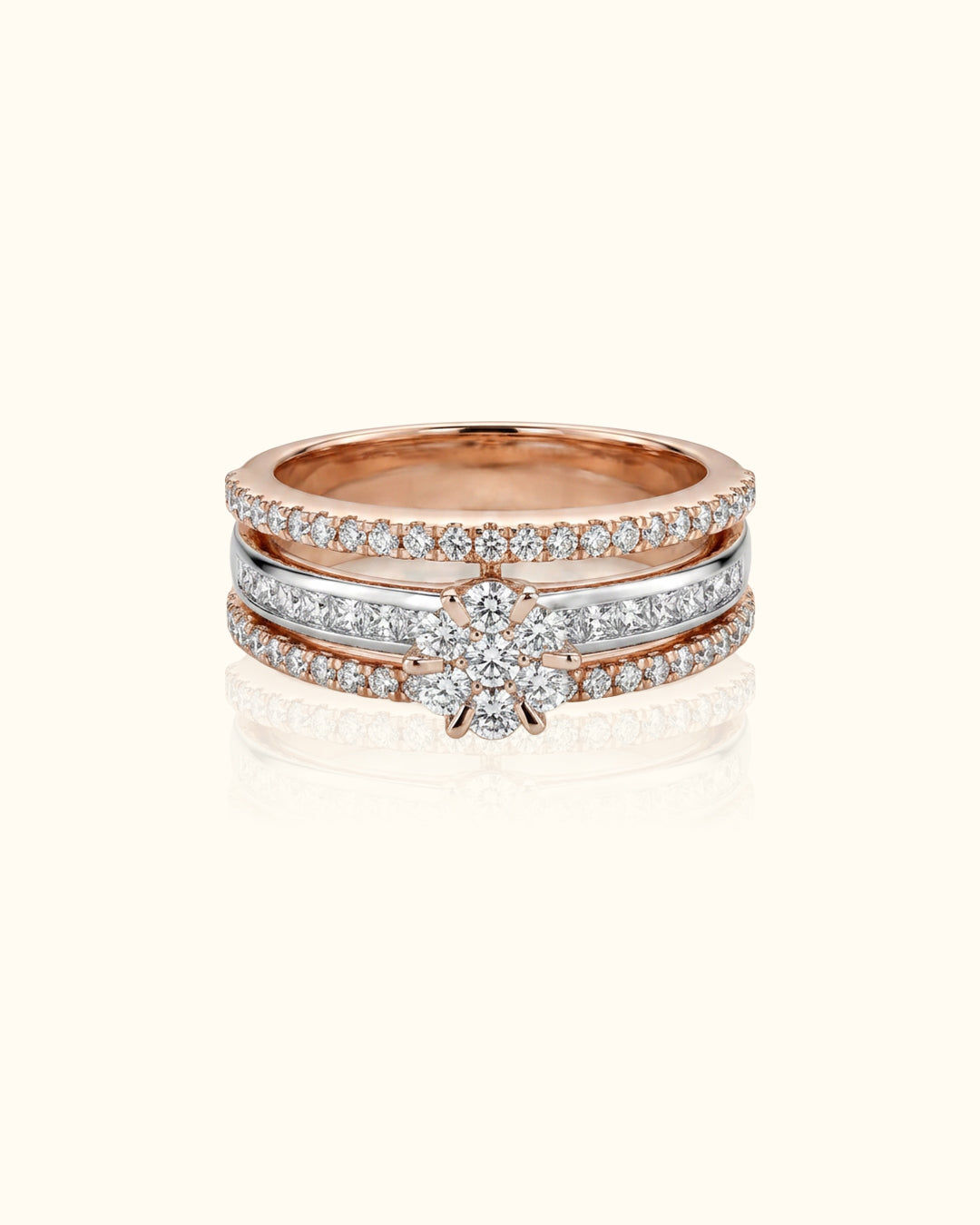 Rose Gold Floral Sparkle Ring