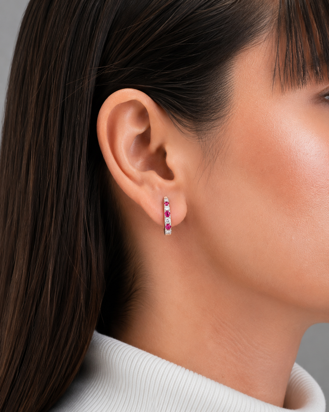 Ruby & Diamond Hoop Earrings