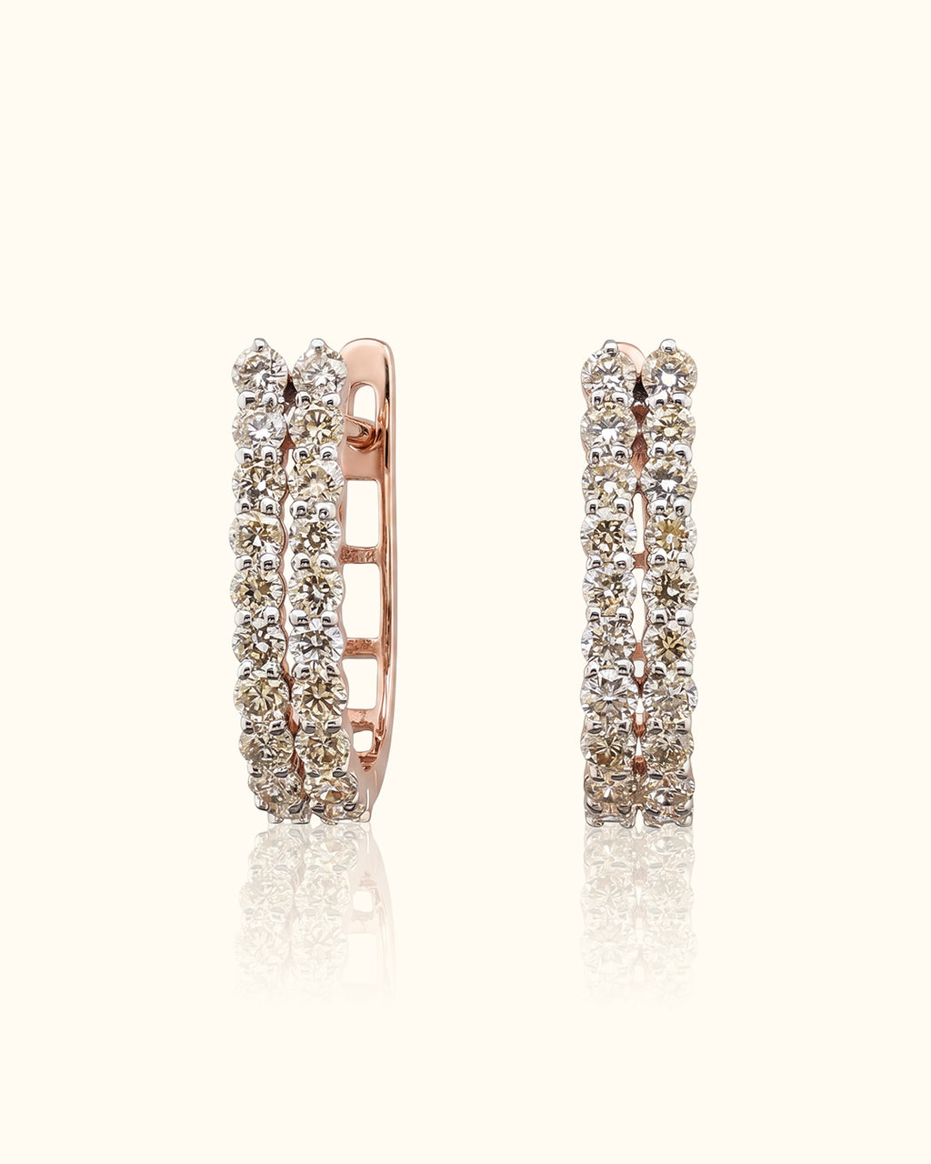 Double Row Diamond Huggie Earrings