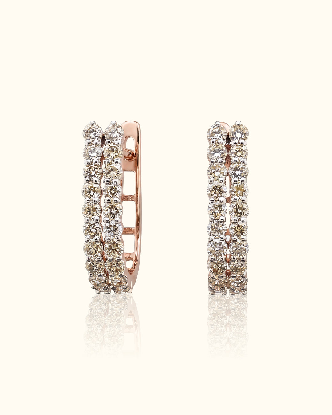 Double Row Diamond Huggie Earrings