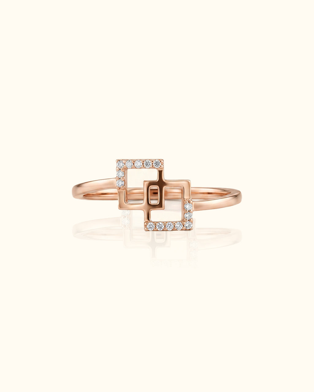 Interlocking Squares Minimalist Ring