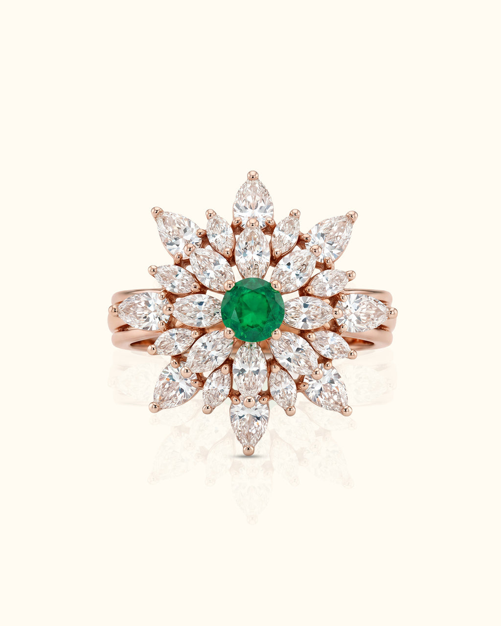 Emerald Sunflower Diamond Ring