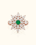 Emerald Sunflower Diamond Ring