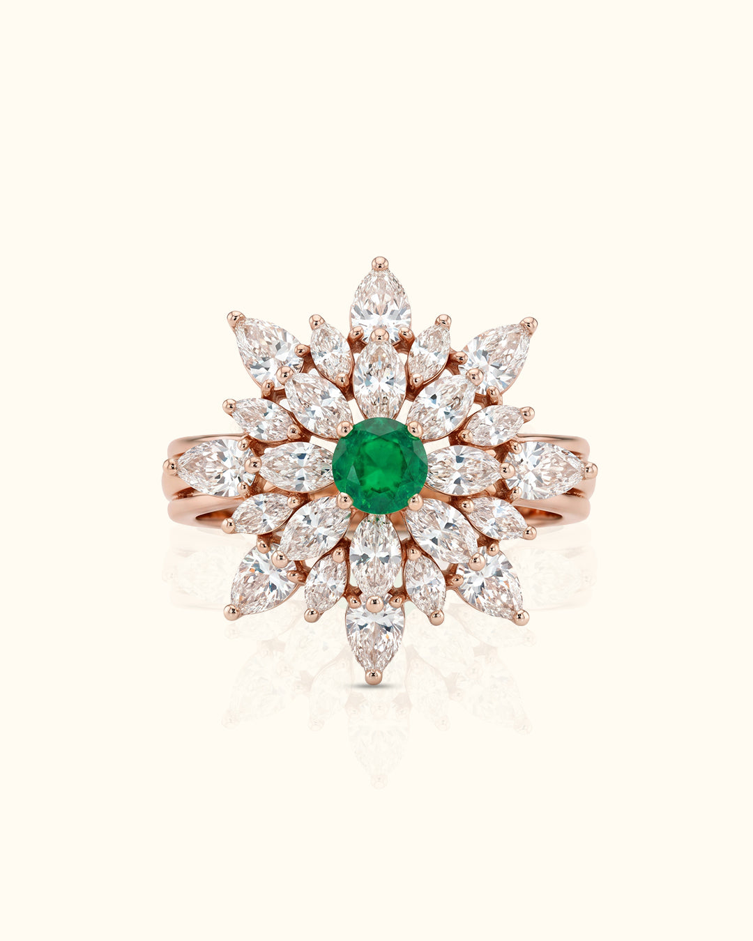 Emerald Sunflower Diamond Ring
