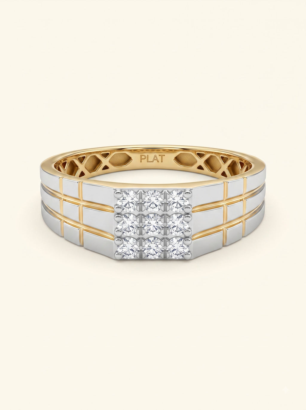 Executive Diamond Grid Men's Ring
