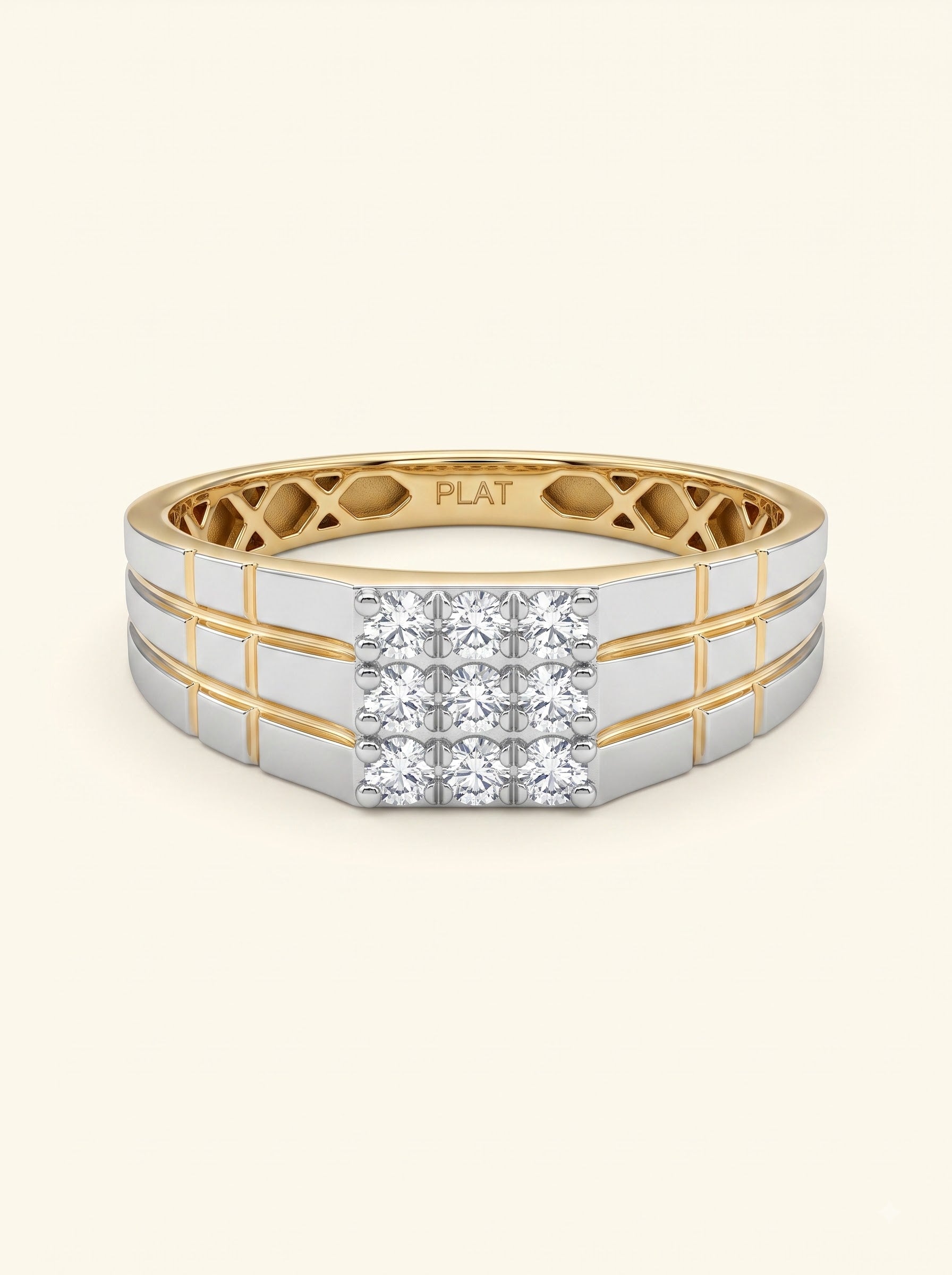Executive Diamond Grid Men's Ring