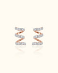 Triple Row Diamond Spiral Stud Earrings