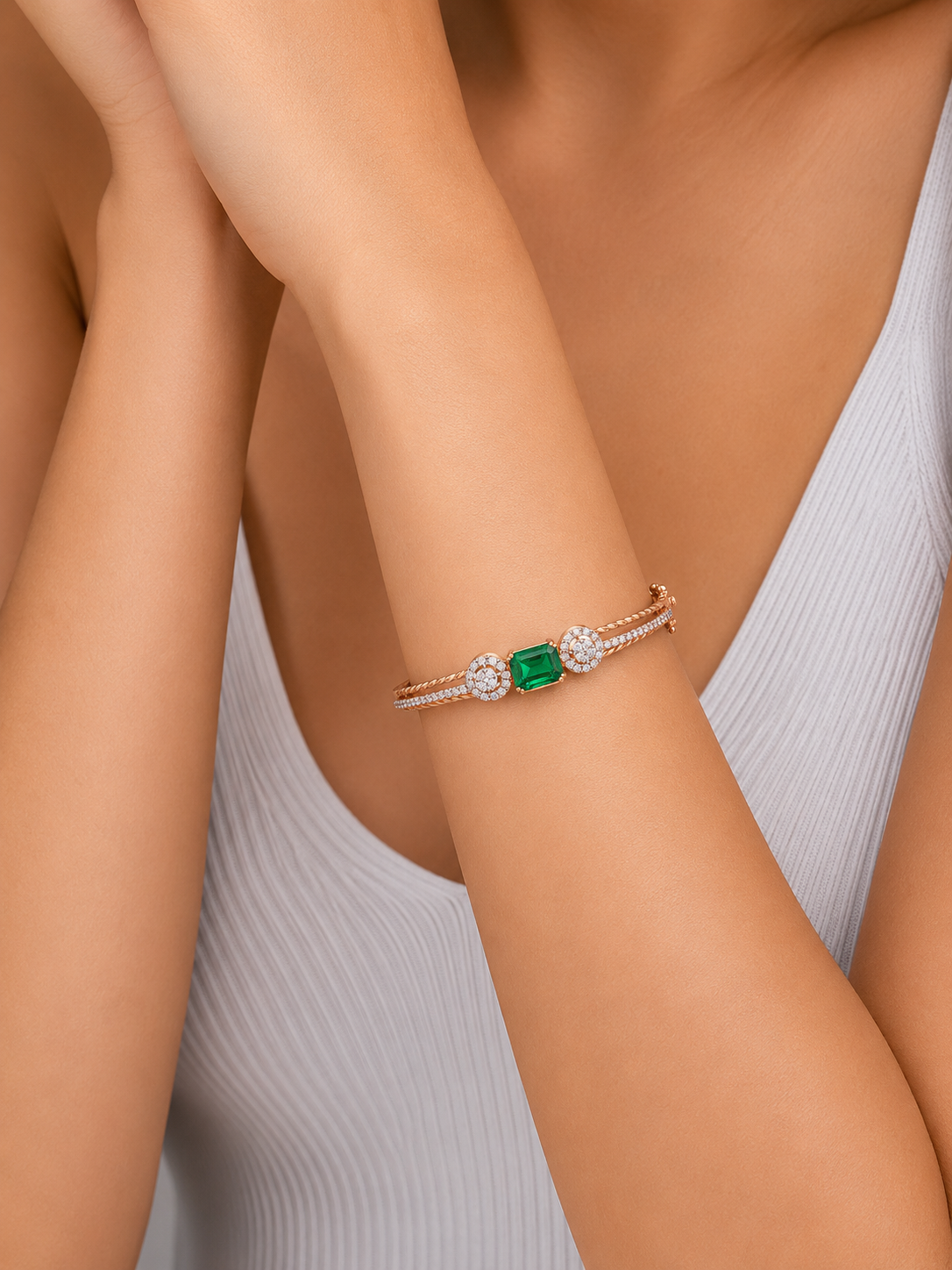 Emerald Elegance Diamond Bangle