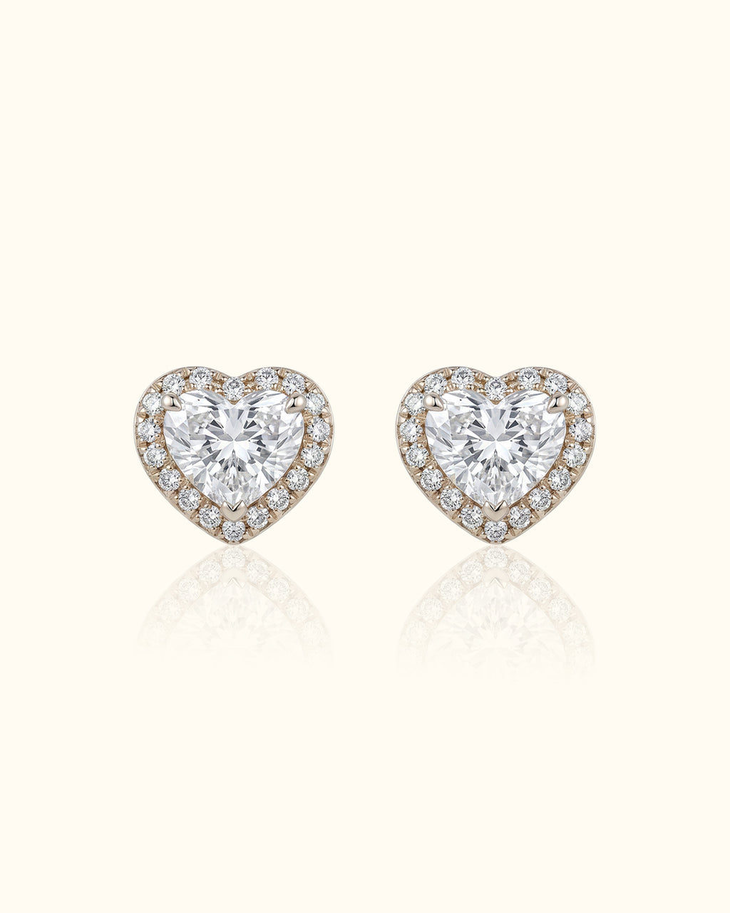 Sparkling Heart Diamond Stud Earrings