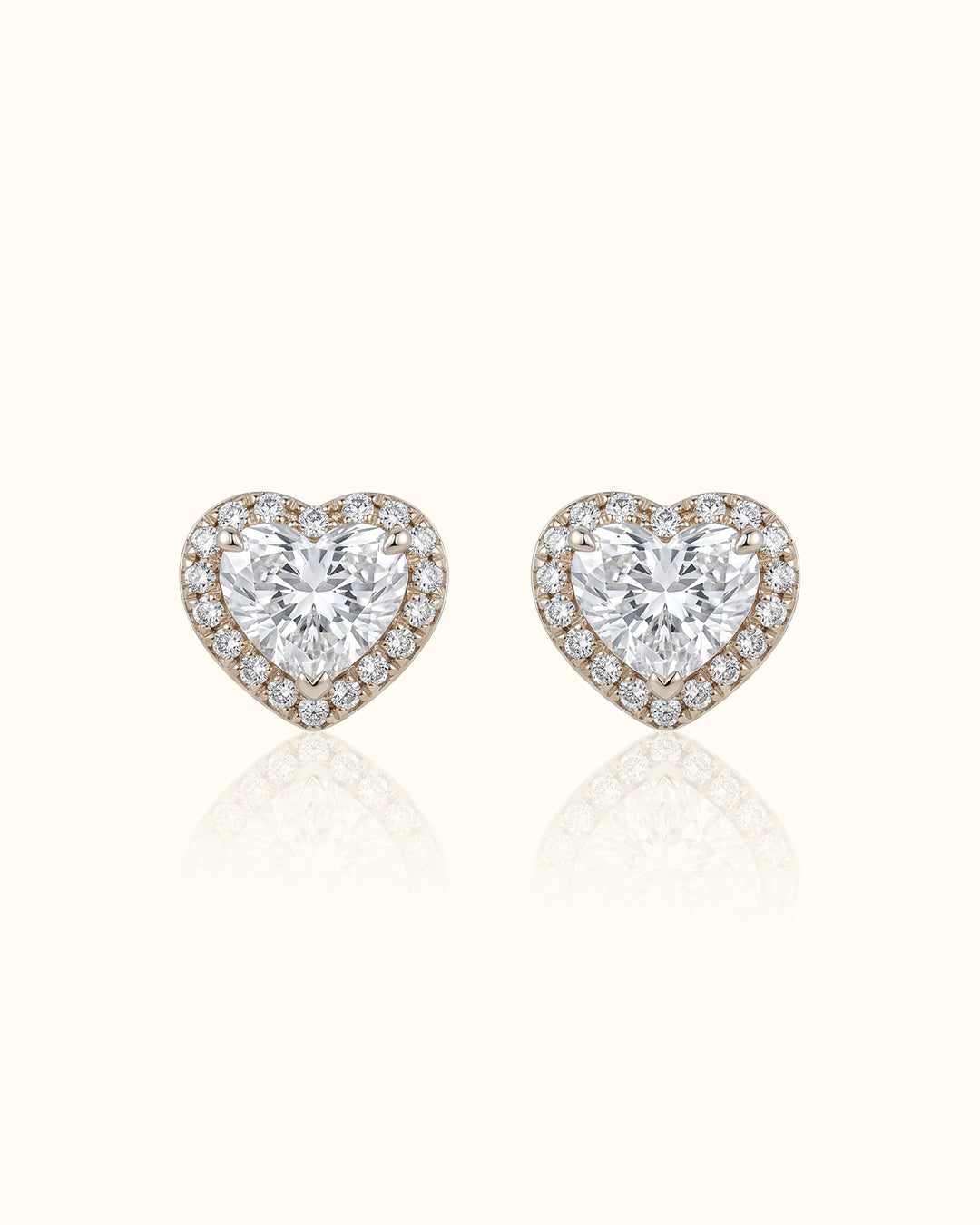 Sparkling Heart Diamond Stud Earrings