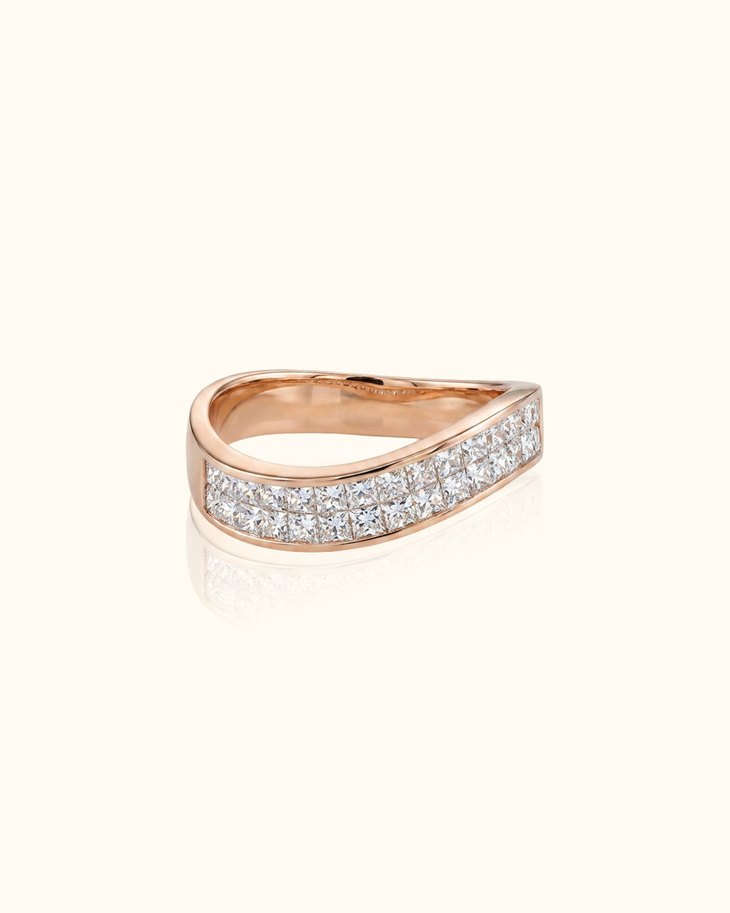 Rose Gold Criss-Cross Diamond Band Ring