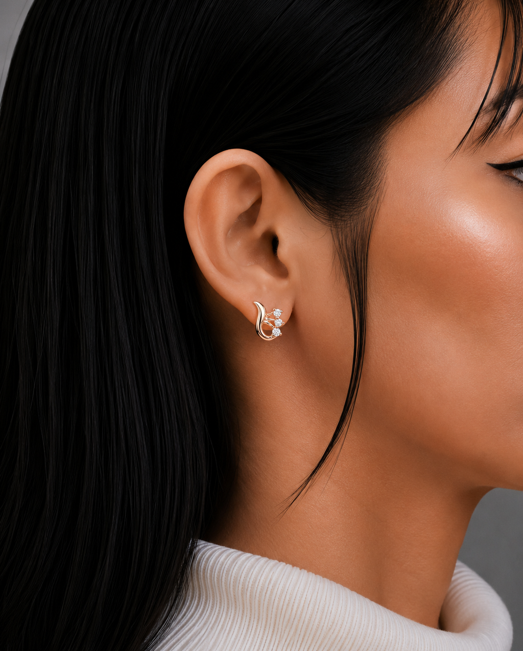 Diamond Crown Knot Stud Earrings