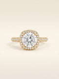 1.5ct Radiant Halo Round Solitaire Diamond Ring