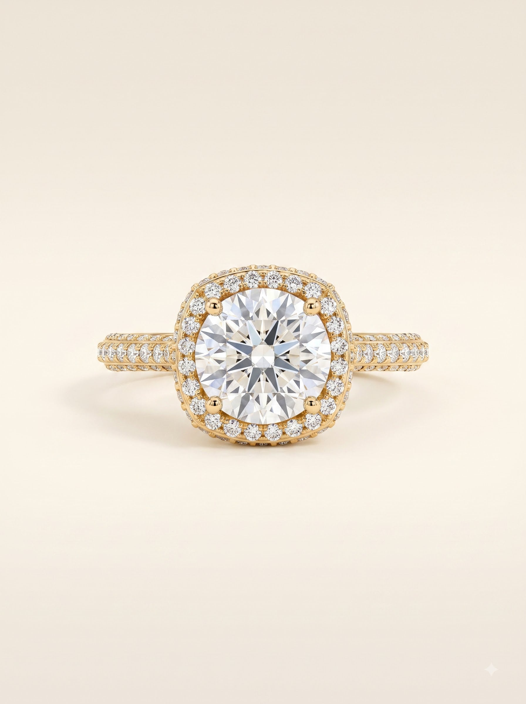1.5ct Radiant Halo Round Solitaire Diamond Ring