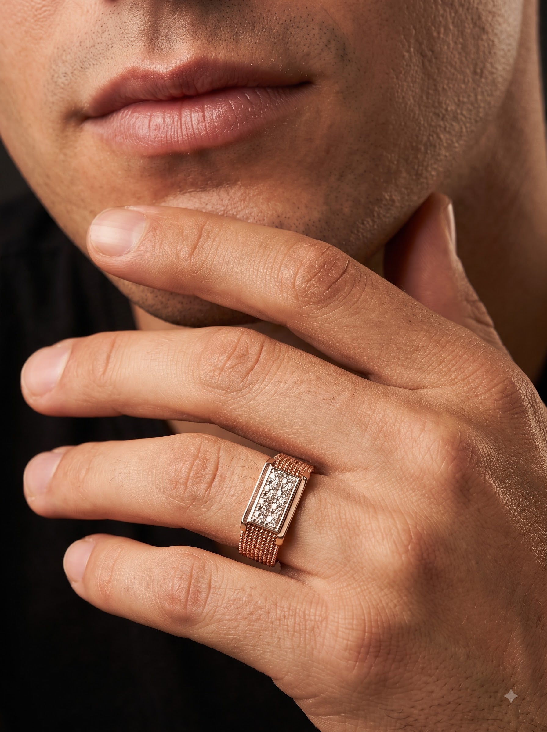 Regal Grid Diamond Men's Ring