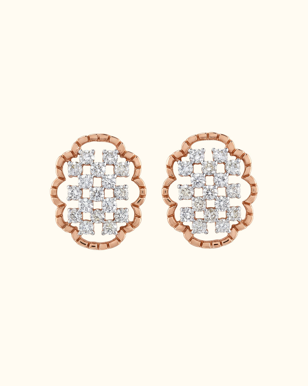 Floral Diamond Cluster Stud Earrings