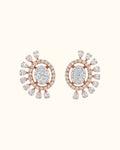 Diamond Sunburst Halo Stud Earrings