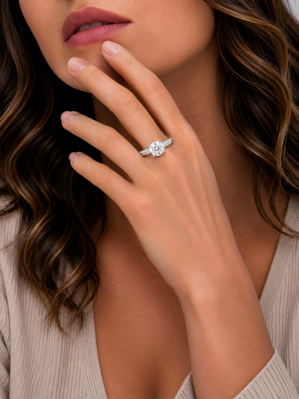 2 ct Split Accent Solitaire Diamond Ring