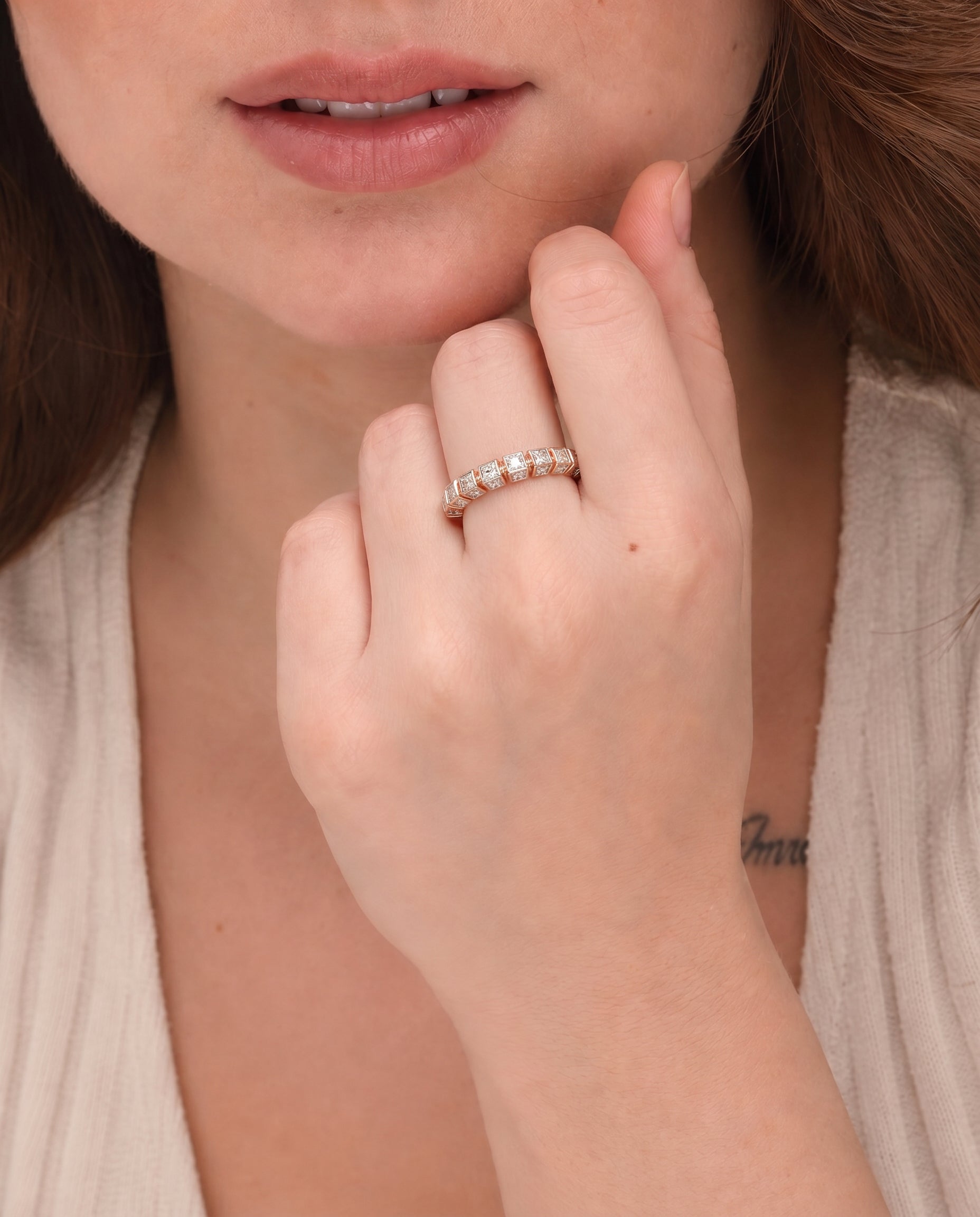 Rose-gold finish for a warm, luxurious appearance