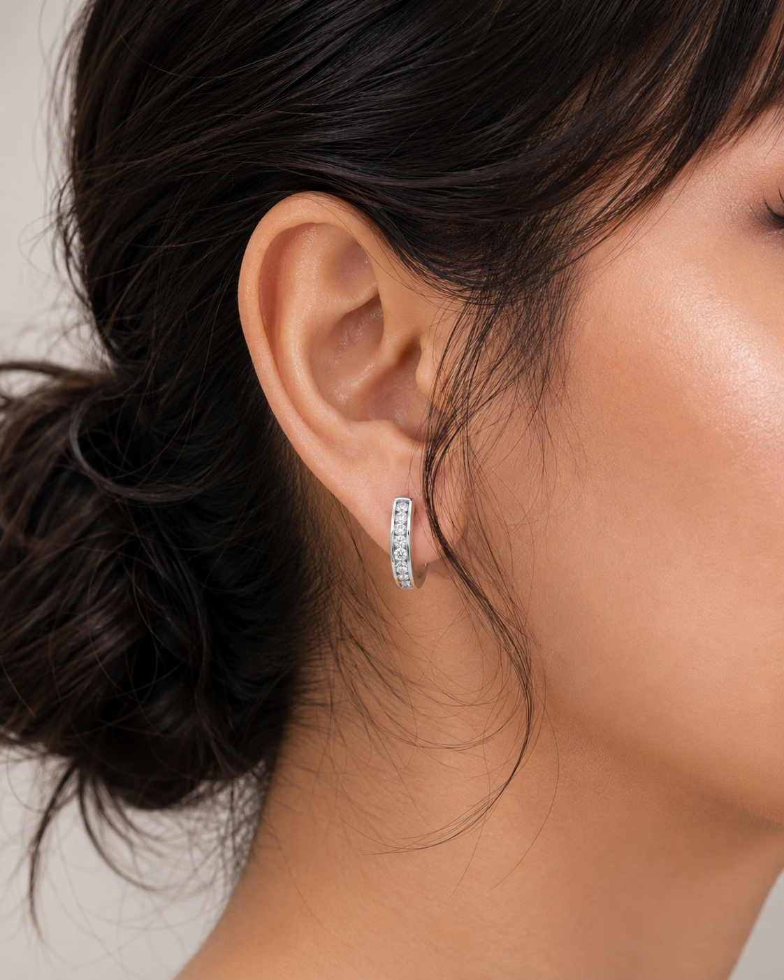 Diamond Huggie Hoop Earrings
