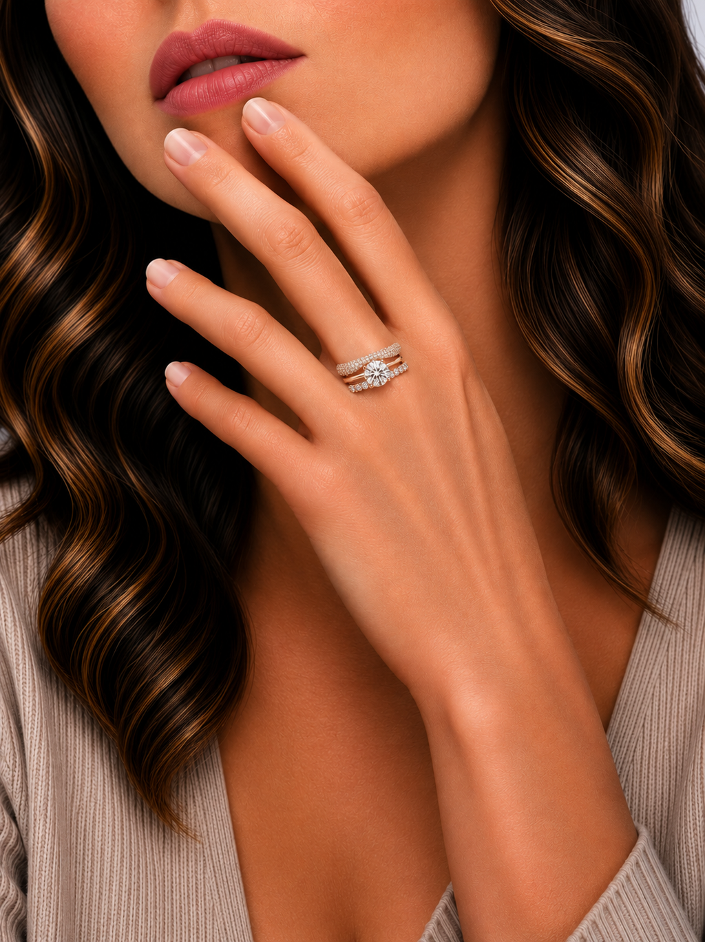 3 ct Luxe Solitaire Bridal Ring Set