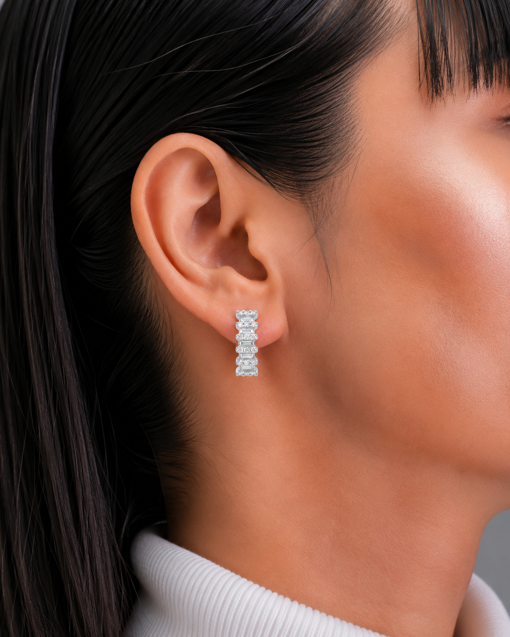 Diamond Ladder Bar Stud Earrings