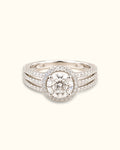 2ct Triple Row Halo Solitaire Diamond Ring