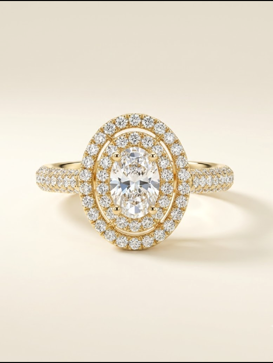 0.70ct Vintage Halo Oval Diamond Ring