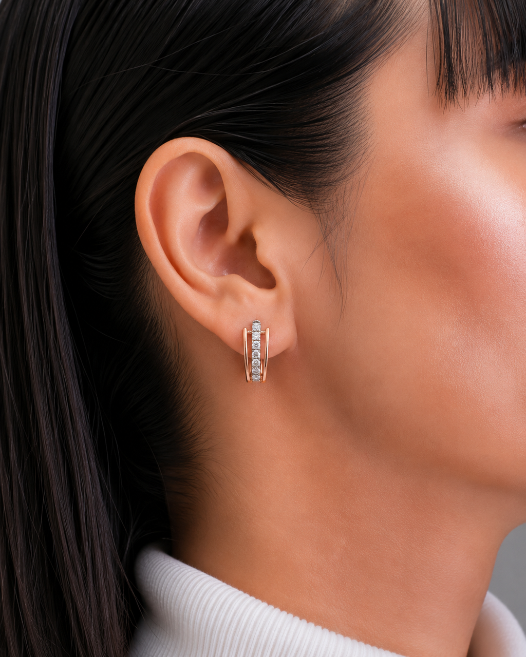 Diamond Channel Hoop Earrings