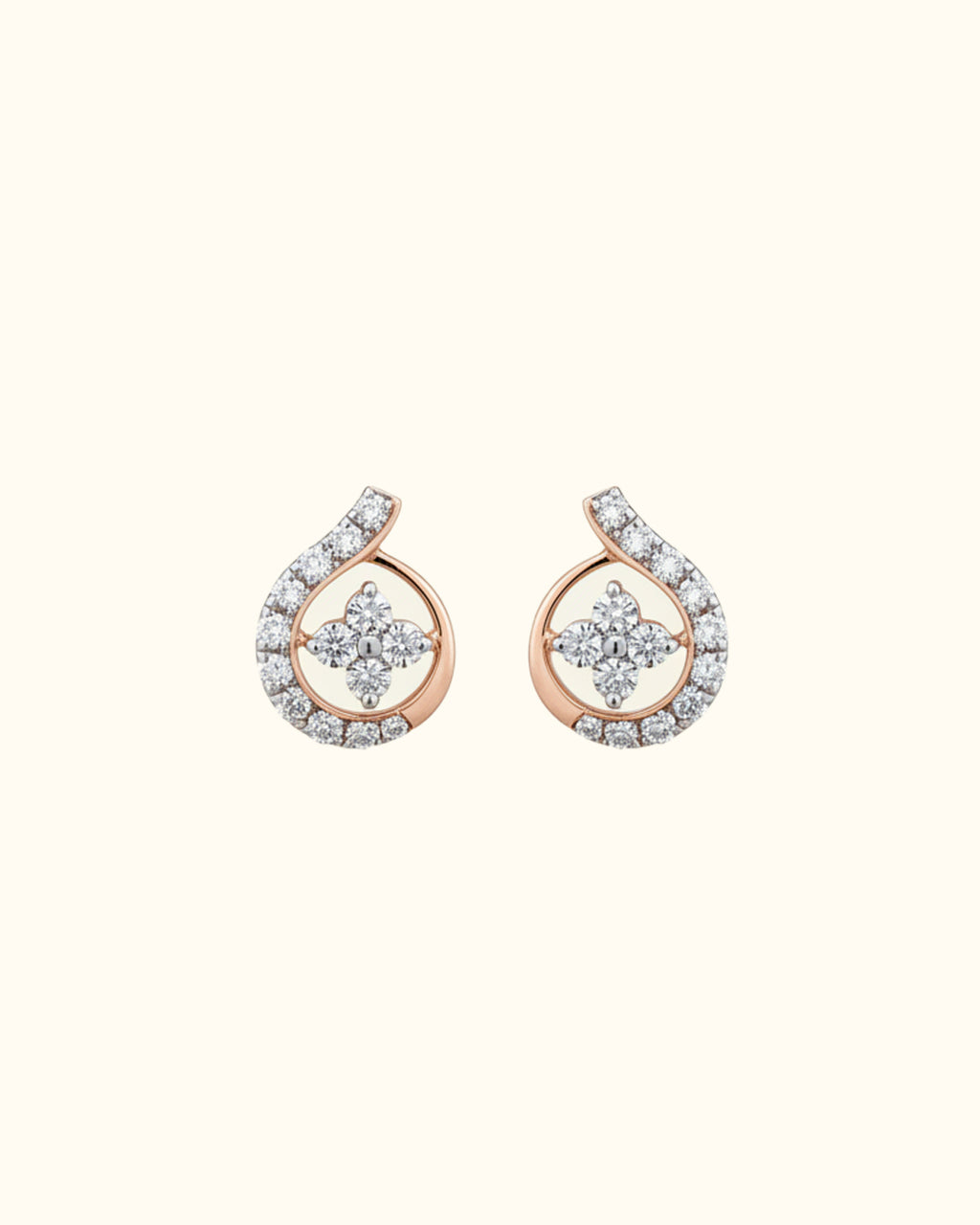 Diamond Floral Swirl Stud Earrings
