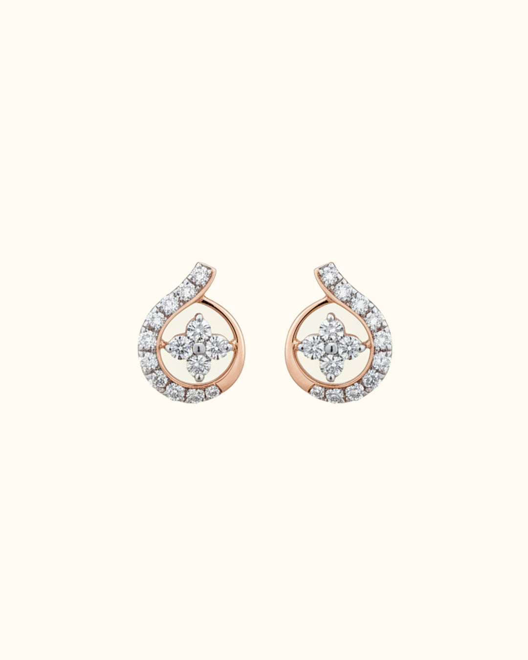 Diamond Floral Swirl Stud Earrings