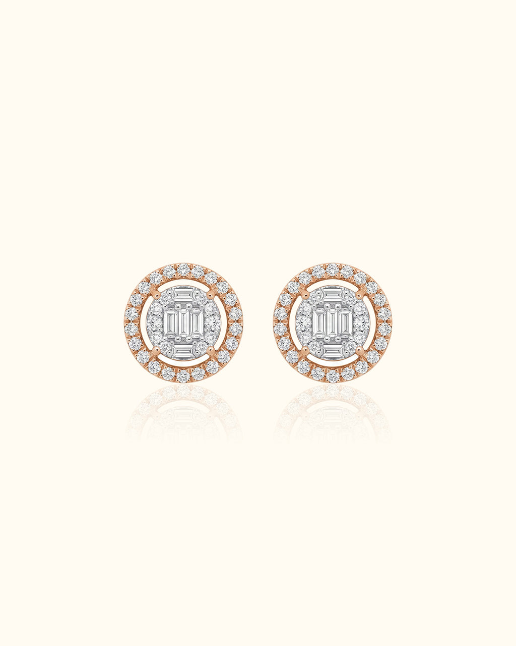 Diamond Halo Circle Stud Earrings