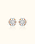 Diamond Halo Circle Stud Earrings
