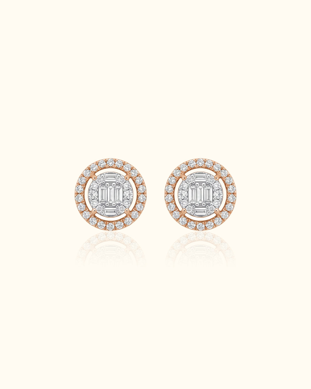 Diamond Halo Circle Stud Earrings
