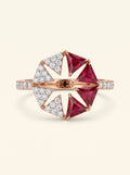 Ruby Prism Bloom Ring – Rose Gold Finish