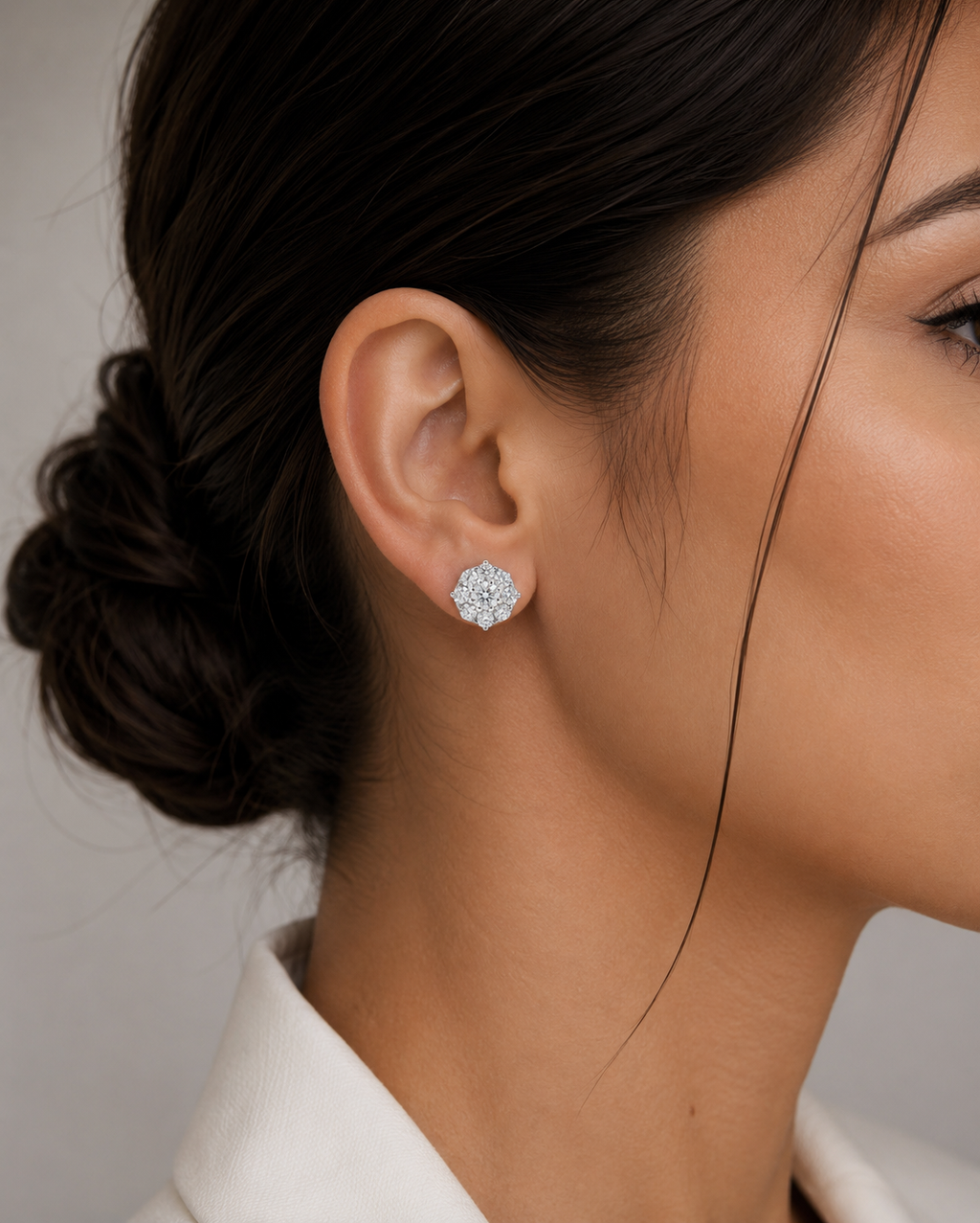 Diamond Cluster Stud Earrings