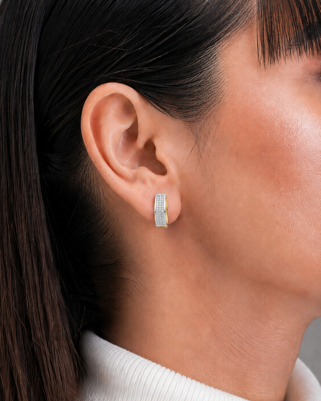 Diamond Channel-Set Hoop Earrings