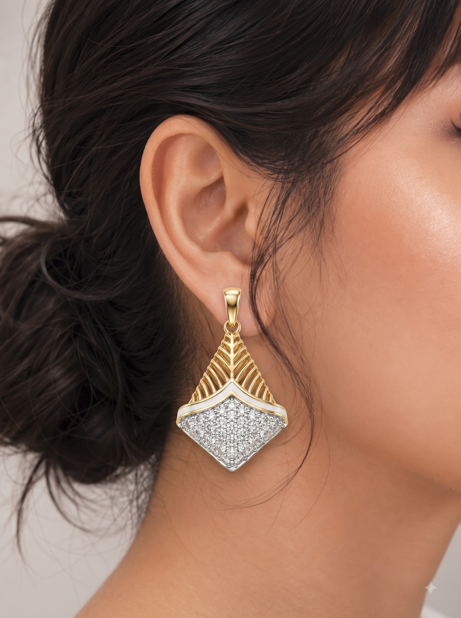 Diamond Veil Leaf Pendant