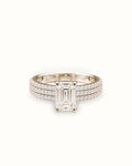 2ct Emerald-Cut Triple Pavé Diamond Ring