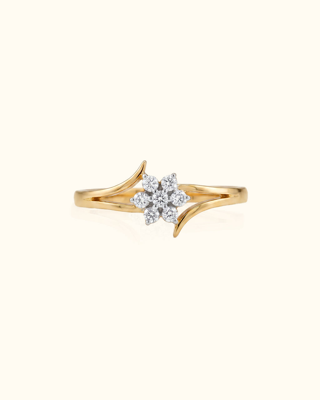 Floral Diamond Cluster Ring in Yellow Gold