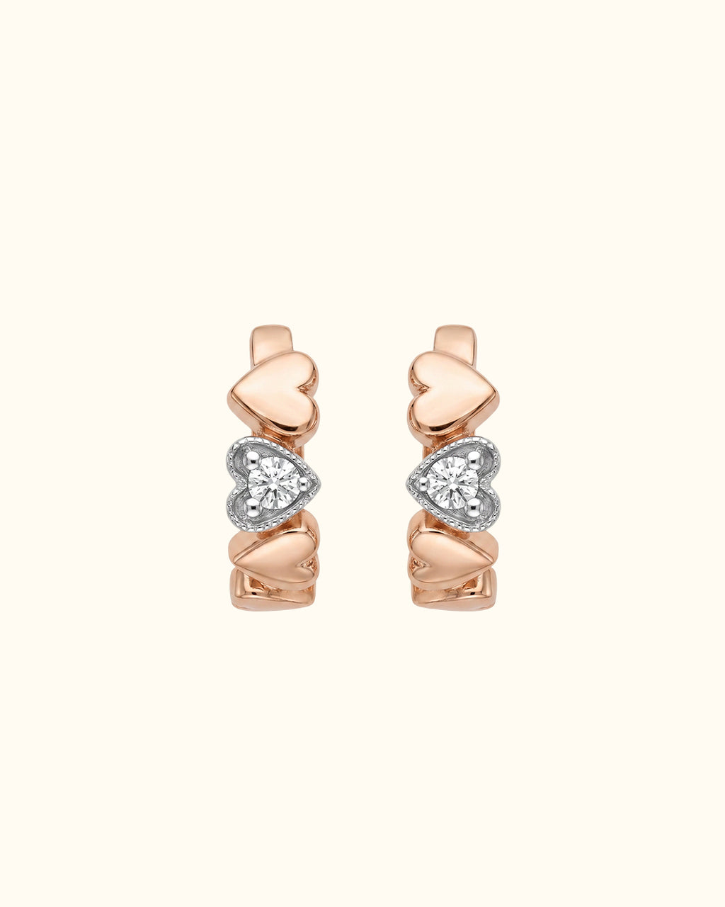 Twisted Heart Diamond Gold Hoop Earrings