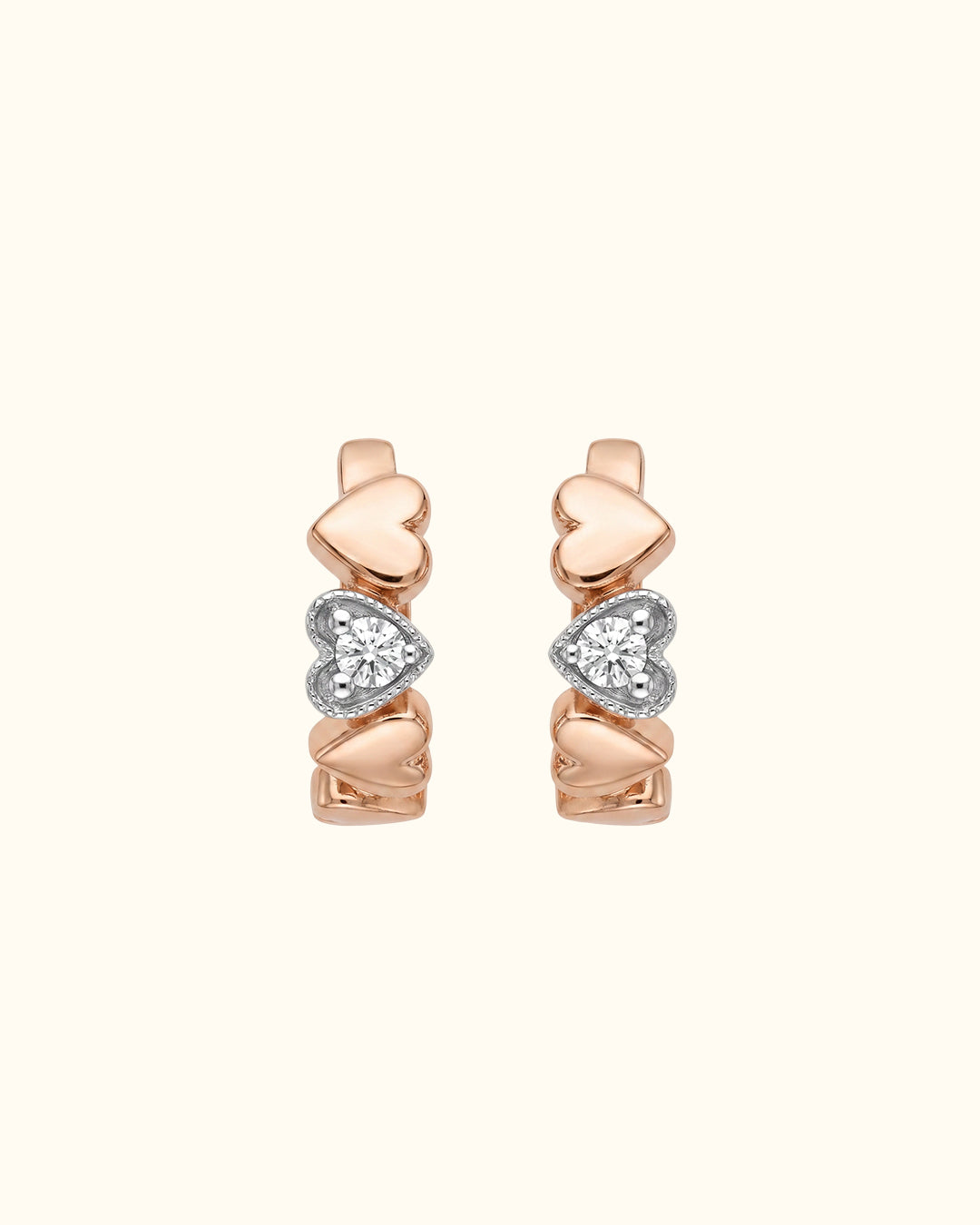 Twisted Heart Diamond Gold Hoop Earrings