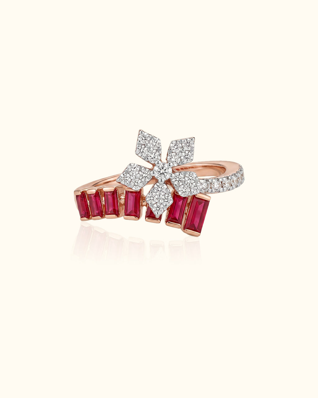 Rose Gold Ruby Bloom Diamond Ring