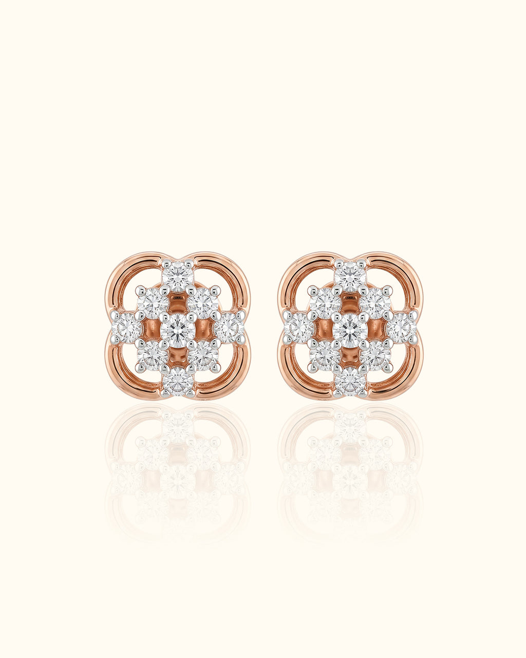 Diamond Floral Knot Stud Earrings